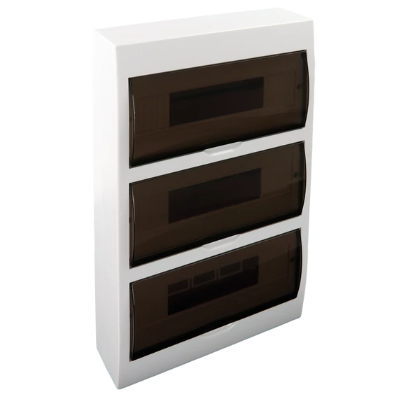TRACON Falon kívüli elosztódoboz, füstszínű ajtóval, N/PE sínnel, 3x14 (42) modul, IP40, (HxWxD=473x305x101mm) (EDFK-14/3)