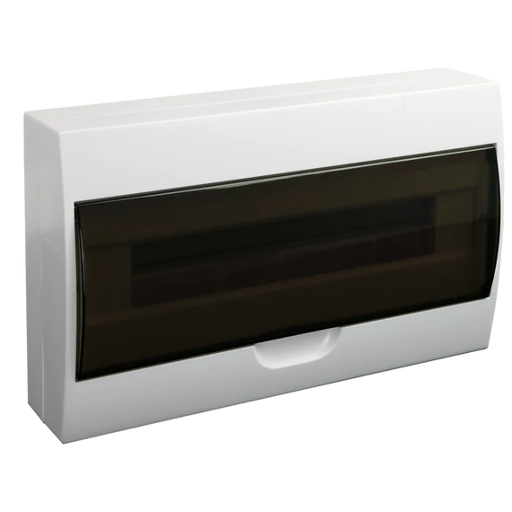 TRACON Falon kívüli elosztódoboz, füstszínű ajtóval, N/PE sínnel, 1x18 modul, IP40, (HxWxD=220x364x96mm) (EDFK-18/1)