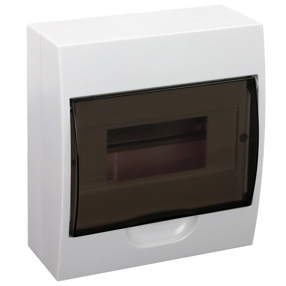 TRACON Falon kívüli elosztódoboz, füstszínű ajtóval, N/PE sínnel, 1x8 modul, IP40, (HxWxD=200x184x95mm) (EDFK-8/1)