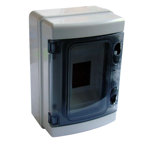 TRACON Falon kívüli elosztódoboz, átlátszó ajtóval, N/PE sínnel, 1x4 mod, HxWxD=210x140x100mm, IP65, 660V AC, 1000 V DC (EDFKIP65-4/1)