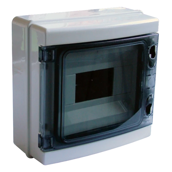 TRACON Falon kívüli elosztódoboz, átlátszó ajtóval, N/PE sínnel, 1x8 mod, HxWxD=210x215x100mm, IP65, 660V AC, 1000 V DC (EDFKIP65-8/1)