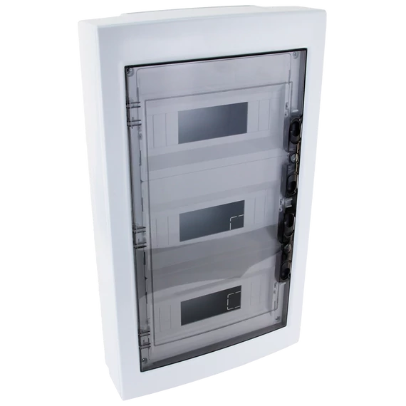 TRACON Falon kívüli elosztódoboz, füstszínű-sík ajtóval, NPE nélkül, 3x12 (36) modul, IP40, (HxWxD=570x330x100mm) (EDFKS-12/3)