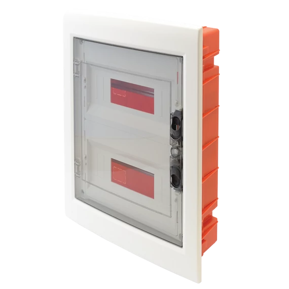 TRACON Süllyesztett elosztódoboz, füstszínű-sík ajtóval, NPE nélkül, 2x12 (24) modul, IP40, (HxWxD=395x305x85mm) (EDSS-12/2)