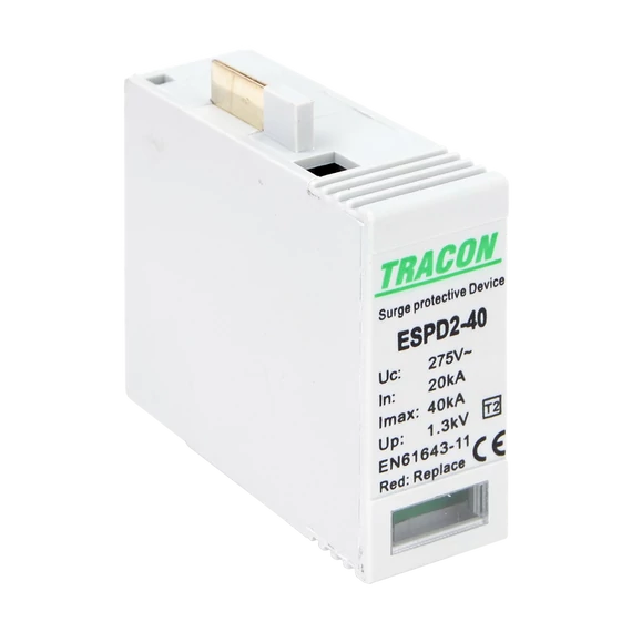 TRACON T2 AC típusú túlfeszültség levezető betét 40 M, Uc:275V; In:20kA; Imax:40kA; Up:1,3kV (ESPD2-40M)