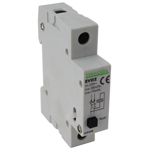 TRACON Feszültségcsökkenési-növekedési kioldó EVOZ-hez, Un:230VAC, 50Hz, Udown:170VAC, Uup:270VAC (EVOZ-UOVR)
