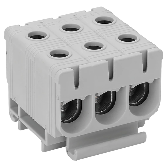 TRACON Főáramköri leágazó kapocs, sínre szerelhető, szürke, 2.5-50mm2, max. 1000VAC, 1500VDC, 3xmax.160A (FLEAL-50/1X3)