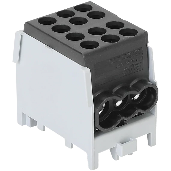 TRACON Főáramköri leágazó kapocs, sínre szerelhető, fekete, 2.5-25mm2, max. 1000VAC/DC, max.101A (FLECU-25-16-3F)