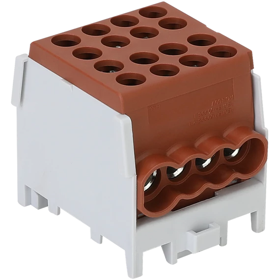 TRACON Főáramköri leágazó kapocs, sínre szerelhető, barna, 2.5-25mm2, max. 1000VAC/DC, max.101A (FLECU-25-16-4B)