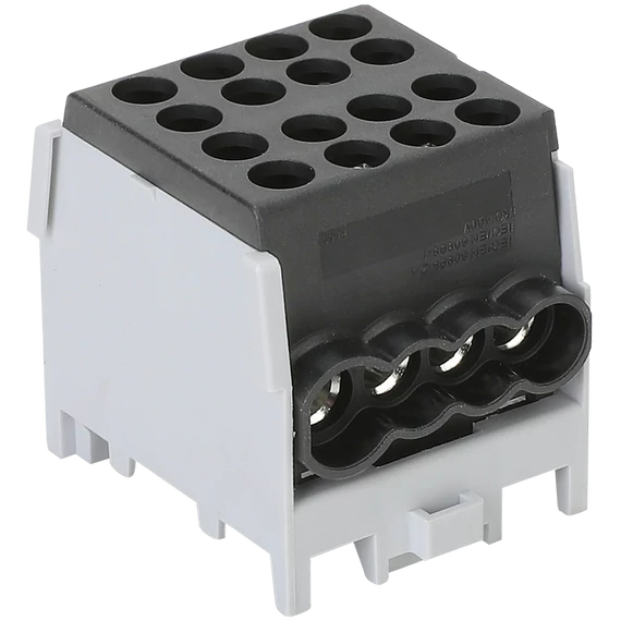 TRACON Főáramköri leágazó kapocs, sínre szerelhető, fekete, 2.5-25mm2, max. 1000VAC/DC, max.101A (FLECU-25-16-4F)