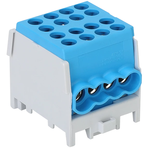 TRACON Főáramköri leágazó kapocs, sínre szerelhető, kék, 2.5-25mm2, max. 1000VAC/DC, max.101A (FLECU-25-16-4K)