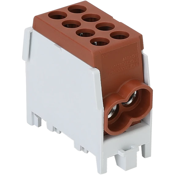 TRACON Főáramköri leágazó kapocs, sínre szerelhető, barna, 2.5-25mm2, max. 1000VAC/DC, max.101A (FLECU-25-25-2B)