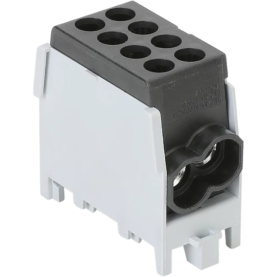 TRACON Főáramköri leágazó kapocs, sínre szerelhető, fekete, 2.5-25mm2, max. 1000VAC/DC, max.101A (FLECU-25-25-2F)
