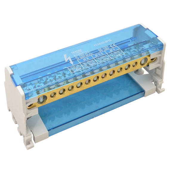 TRACON Moduláris elosztóblokk nyitható fedéllel, 2x25(25)mm2 / 6x10(6)mm2, 7x16(10)mm2, 500VAC/DC, 100A (FLSO25-2P15)