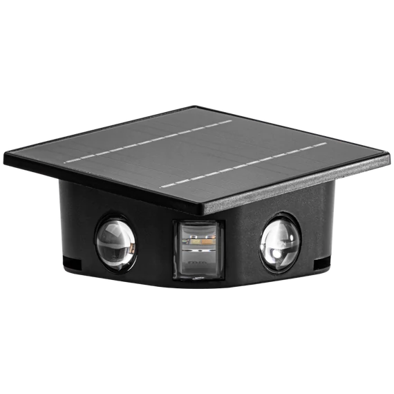 TRACON Napelemes kerti falilámpa, 0,4W, 3000K, 36 lm, 3,7V/1300mAh Li, IP44 (GARSL6)