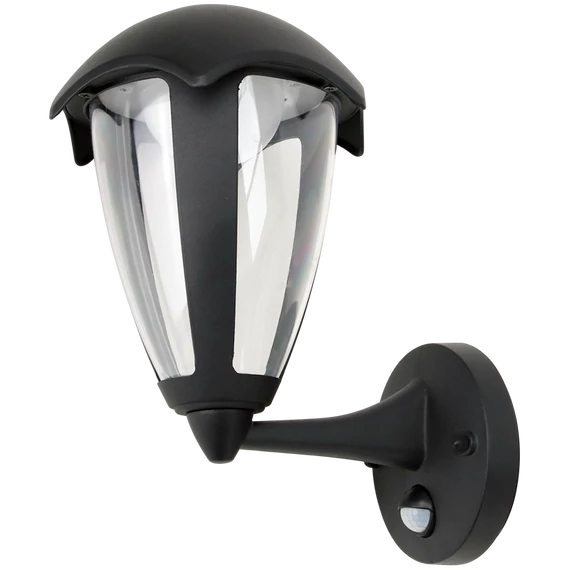 TRACON LED kültéri fali lámpa mozg.érz. álló kar, 230 VAC, 50 Hz, 8 W, 550 lm, 3000 K, IP54, EEI=G (GARUM8W)