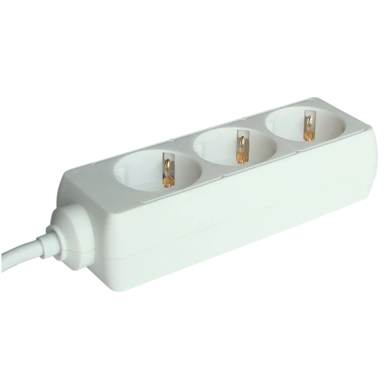 TRACON Hordozható elosztósáv, normál, fehér, 3xSCHUKO, 3m, max.16A, 250VAC, 3680W, 3x1,5mm2, H05VV-F (H3-3M)