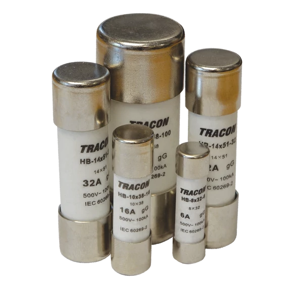 TRACON Hengeres biztosító, gG 32A, 500VAC, 100kA, 14x51 (HB-14X51-32)