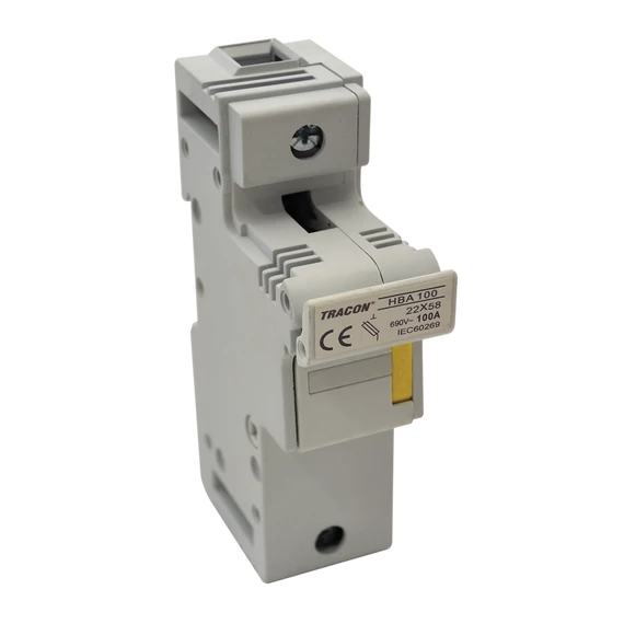 TRACON Szakaszolókapcsoló-biztosító hengeres bizt.hoz, maszkolható, 100A, 22x58mm; Un=230V/400V (HBA-1P-100)
