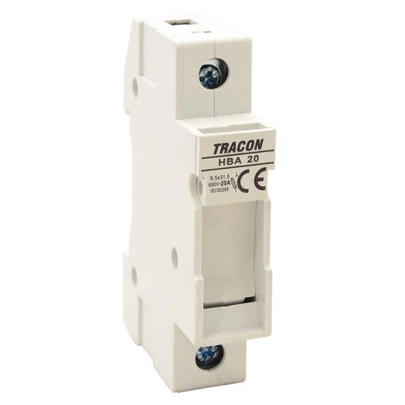TRACON Szakaszolókapcsoló-biztosító hengeres bizt.hoz, maszkolható, 20A, 8x32mm; Un=230V/400V (HBA-1P-20)