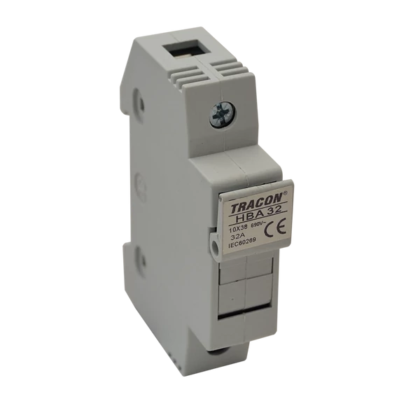 TRACON Szakaszolókapcsoló-biztosító hengeres bizt.hoz, maszkolható, 32A, 10x38mm; Un=230V/400V (HBA-1P-32)