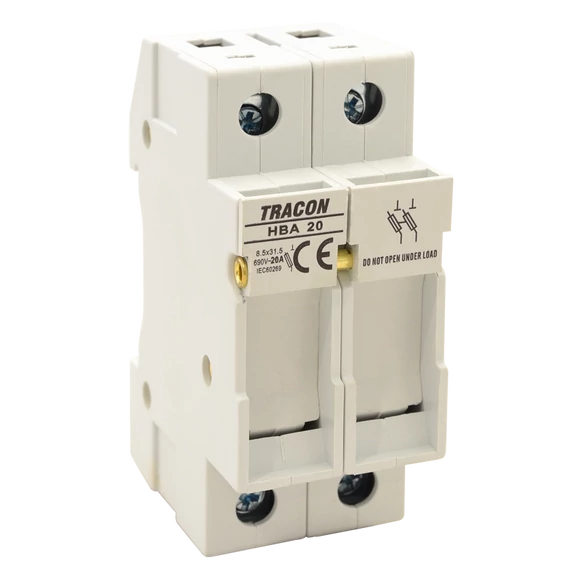 TRACON Szakaszolókapcsoló-biztosítóhengeres bizt.hoz, maszkolható, 20A, 8x32mm; Un=230V/400V (HBA-2P-20)