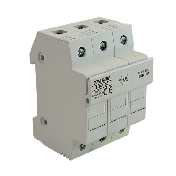 TRACON Szakaszolókapcsoló-biztosítóhengeres bizt.hoz, maszkolható, 20A, 8x32mm; Un=230V/400V (HBA-3P-20)