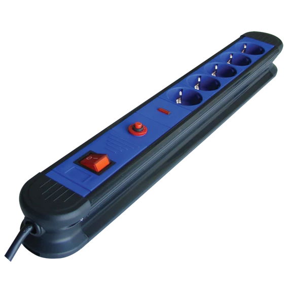 TRACON 5-ös elosztó kapcsolóval + túlfesz + túláram védelem, 5xSCHUKO, 3m, max.16A, 250VAC, 3680W, H05VV-F (HKTM5-3M)