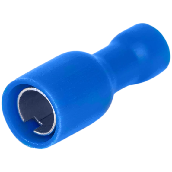 TRACON Szigetelt hengeres csatlakozó aljzat, elektrolitréz, kék, 2,5mm2, (d1=2,1mm, d2=5mm), PVC (KHA4)