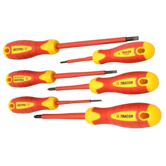 TRACON 1000 V-ra szigetelt csavarhúzó szett, 1000 V; 1x5,5x125mm; 0,8x4x100mm; 0,4x2,5x75mm (KSET1000)