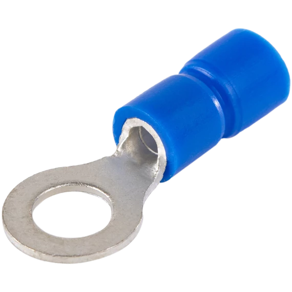 TRACON Szigetelt szemes saru, ónozott elektrolitréz, kék, 2,5mm2, M4, (d1=2,3mm, d2=4,3mm), PVC (KSZ4)