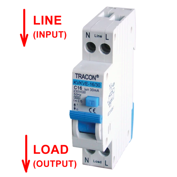 TRACON Kombinált védőkapcsoló, elektronikus, 2P, 1 modul, C kar., C32, 100mA, 6kA, AC, E3 (KVKVE-32/100)