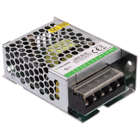 TRACON Fém házas LED meghajtó, 90-264VAC/24VDC, 35W, 0-1,5A, IP20 (LDCV-35-24)