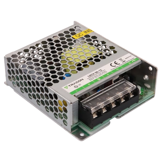 TRACON Fém házas LED meghajtó, 90-264VAC/12VDC, 50W, 0-4,2A, IP20 (LDCV-50-12)