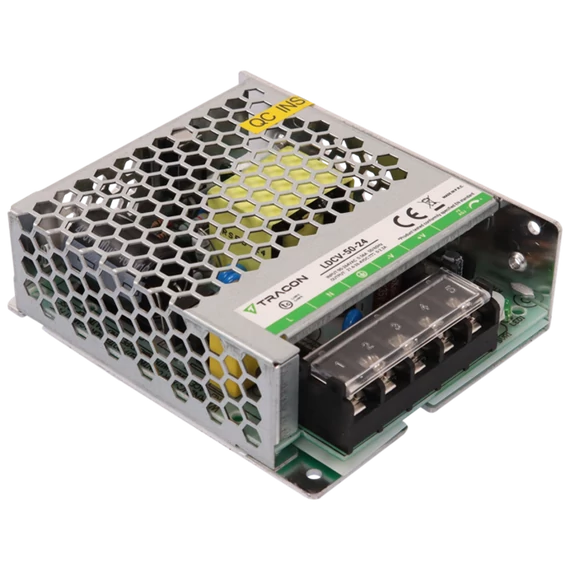 TRACON Fém házas LED meghajtó, 90-264VAC/24VDC, 50W, 0-2,2A, IP20 (LDCV-50-24)