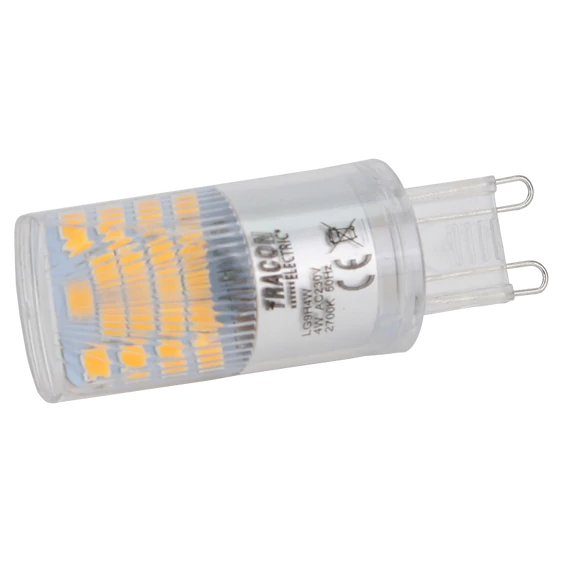 TRACON LED G9 fényforrás alumínium házzal, 230 VAC, 4 W, 2700 K, G9, 350 lm, 200°, EEI=F (LG9H4W)