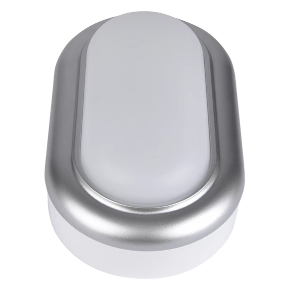 TRACON Műanyag házas LED hajólámpa ezüst kerettel, ovális, 230 V, 50 Hz, 8 W, 4000 K, 560 lm, IP54, ABS+PC, EEI=G (LHLMOS8NW)