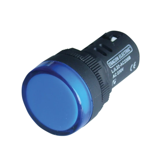TRACON LED-es jelzőlámpa, kék, 12V AC/DC, d=22mm (LJL22-BA)