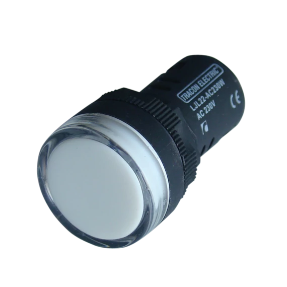 TRACON LED-es jelzőlámpa, fehér, 12V AC/DC, d=22mm (LJL22-WA)