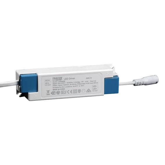 TRACON Meghajtó LPM és LPG 40W panelekhez, 230 VAC, 0,3A / 25-40 VDC, 1000mA (LPD40W)