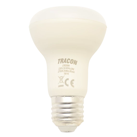 TRACON LED fényforrás (reflektorlámpa), 230 V, 50 Hz, E27, 9 W, 638 lm, 2700 K, 120°, EEI=G (LR639W)