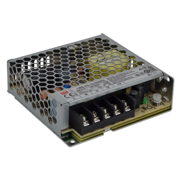 TRACON Fém házas LED meghajtó szalagokhoz, szabályozható DC kimenet, 85-264 VAC / 12 VDC, 75 W, 0-6 A (LRS-75-12)
