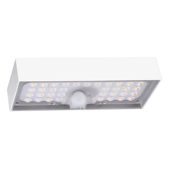 TRACON Napelemes LED fali világítótest mozgásérzékelővel, fehér, 6W, 4000K, 900 lm, IP65, 3,7 V, 3Ah (LSBW6W)