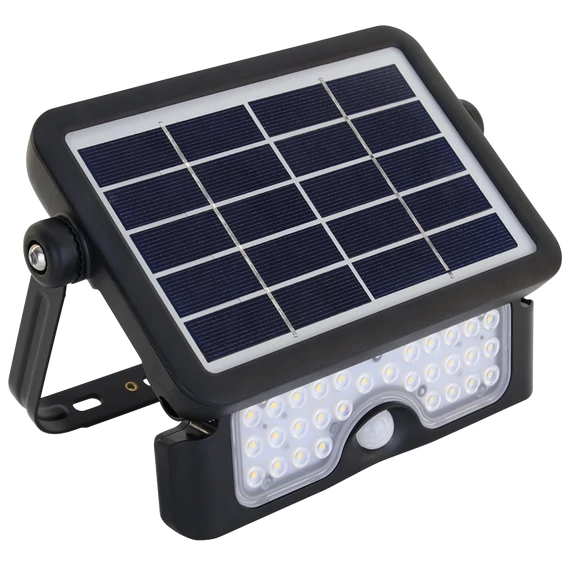 TRACON Napelemes LED fényvető mozgásérzékelővel, 5 W, 4000 K, 500 lm, IP65, 3,7 V 2x1500 mAh (LSFL5W)