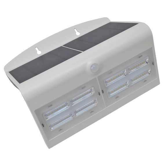 TRACON Napelemes LED fali világítótest mozgásérzékelővel, fehér, 6,8 W, 4000 K, 800 lm, IP65, 3,7 V, 4 Ah (LSLBW7W)