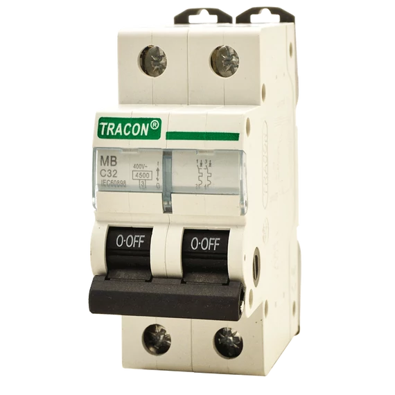 TRACON Kismegszakító, 2 pólus, C karakterisztika, 16A, 4,5 kA (MB-2C-16)