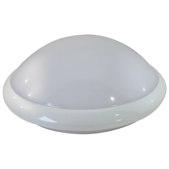 TRACON Műanyag védett beltéri fali LED lámpatest mozgásérzékelővel, 230VAC, 16W, 5,8GHz, 360°, 1-8m, 10s-12mn, 4500K, IP44, 1285lm, EEI=G (MFM02)