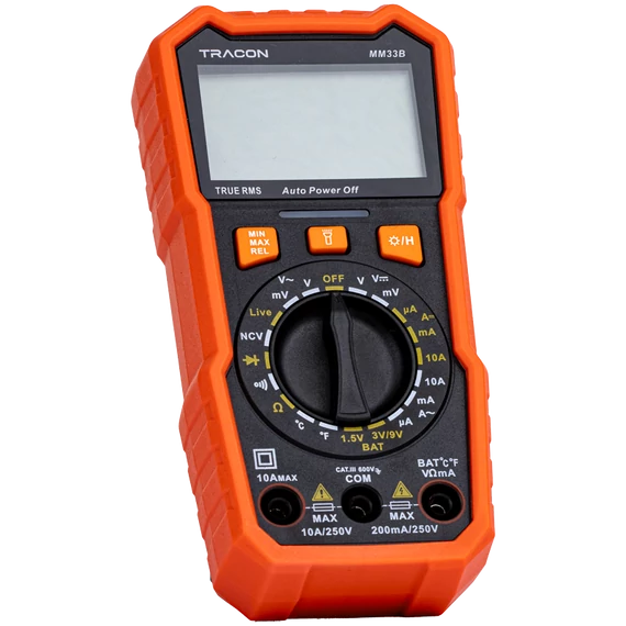 TRACON Digitális multiméter, TRMS, ACV, DCV, ACA, DCA, OHM, diode, NCV, signal (MM33B)