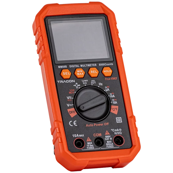 TRACON Digitális multiméter, TRMS, ACV, DCV, ACA, DCA, OHM, FREQ, diode, NCV, signal (MM88B)