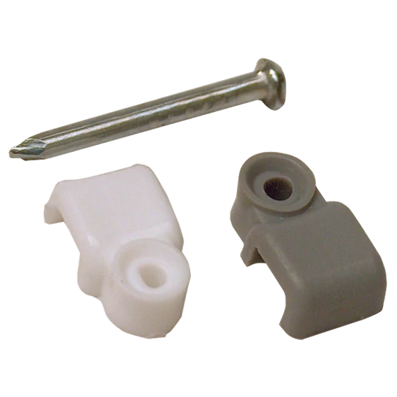 TRACON Telefonkábelrögzítő bilincs, szeggel, fehér, (100db), 2,5x4,5mm, PE (N0F)