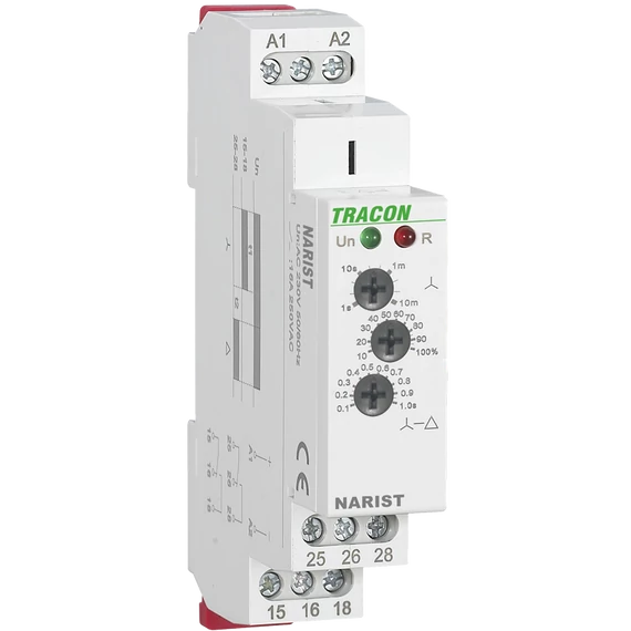 TRACON Csillag-delta időrelé, AC/DC12-240V, t1:0,1s-10min t2:0,1s-1s 16A/AC1, 250VAC/24VDC (NARIST)
